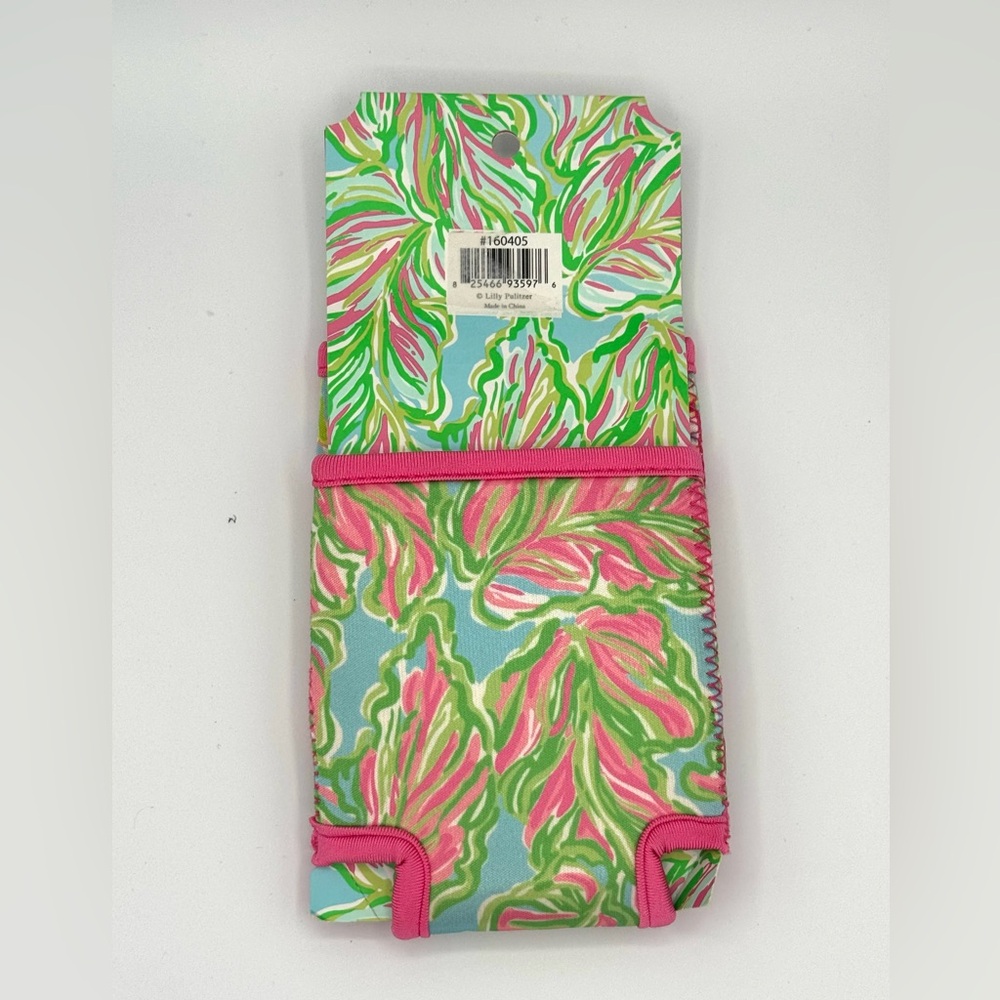 2 Lilly Pulitzer Drink Huggers Pink Floral Bottle Can Beverage Sleeve Pair - Picture 2 of 5